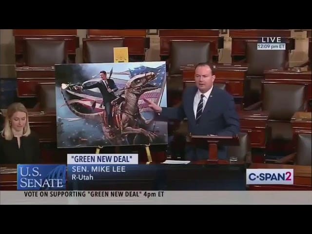 Mike Lee drops memes on senate floor.