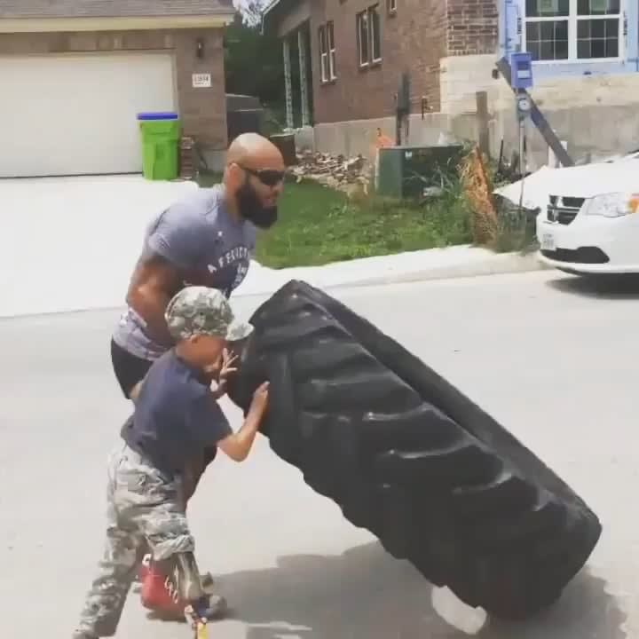 Disabled soldier visits a little boy's home to show him that his own disability can't hold him back