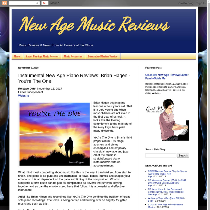 Instrumental New Age Piano Reviews: Brian Hagen -You're The One