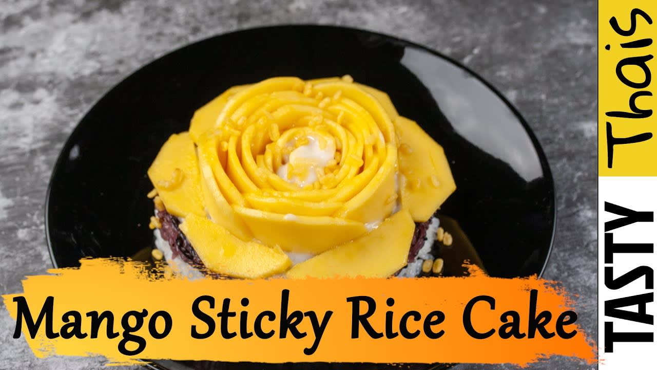 Thai Mango Sticky Rice Cake - Black and White Sweet Rice Recipe Cake
