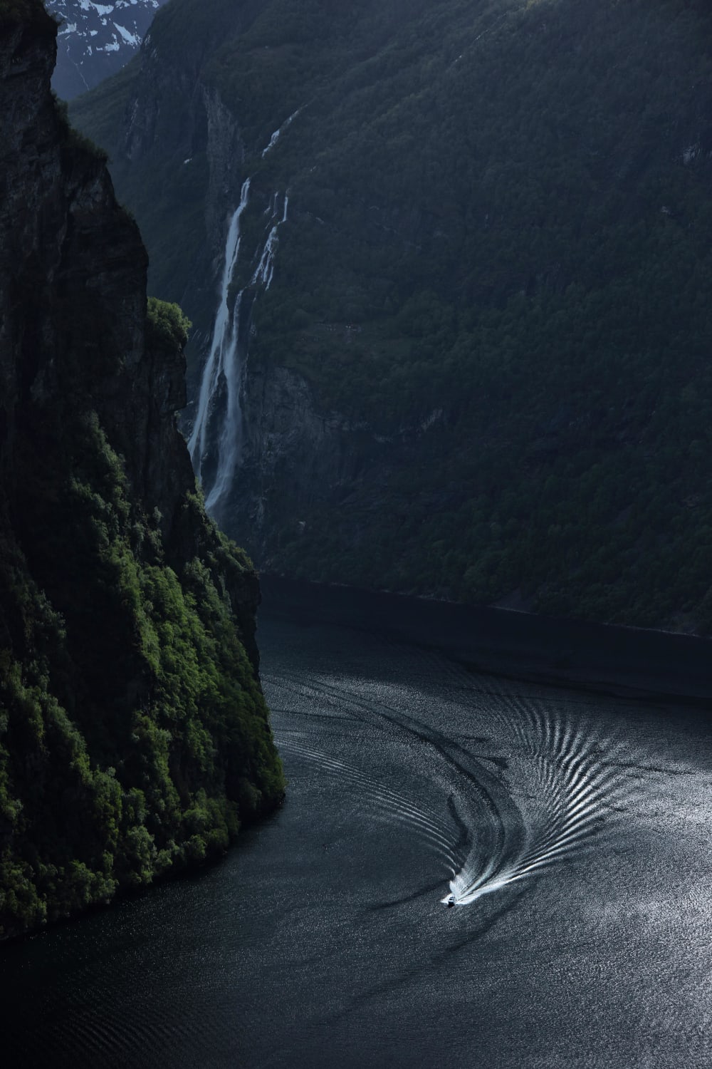 ITAPof a waterfall in a Norwegian fjord