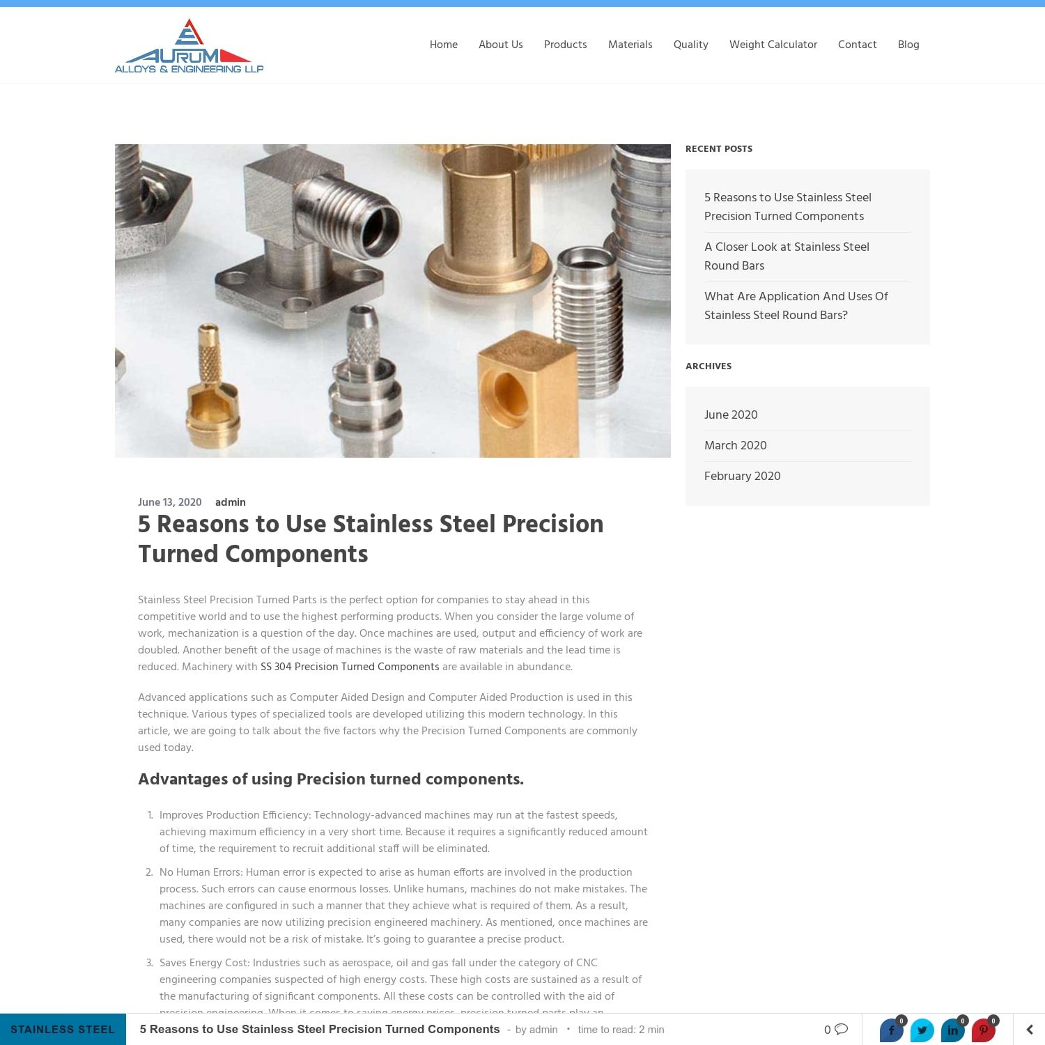 5 Reasons to Use Stainless Steel Precision Turned Components