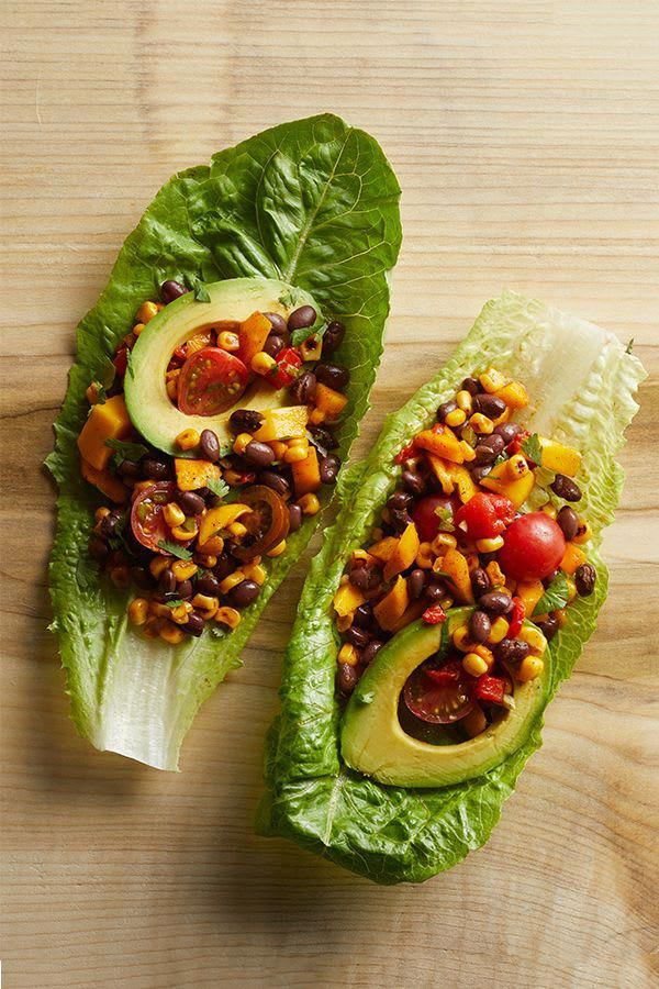Black Bean, Corn, and Roasted Red Pepper Lettuce Cups | Recipe | Vegetarian recipes, Healthy recipes, Healthy