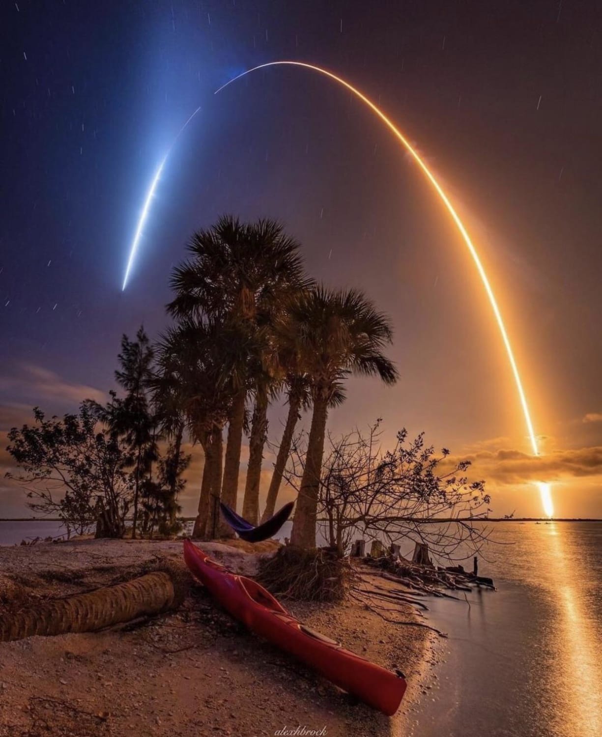 Space X launch seen from the Indian River, Florida