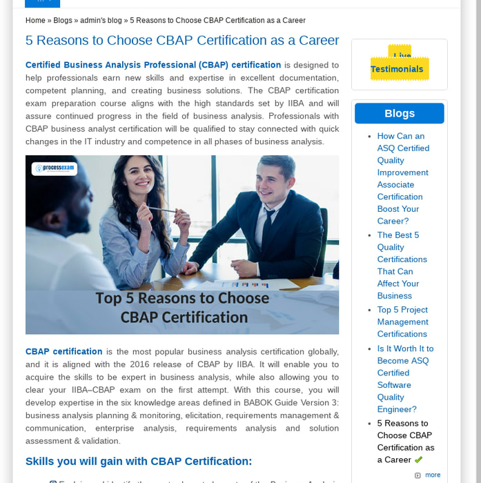 5 Reasons to Choose CBAP Certification as a Career