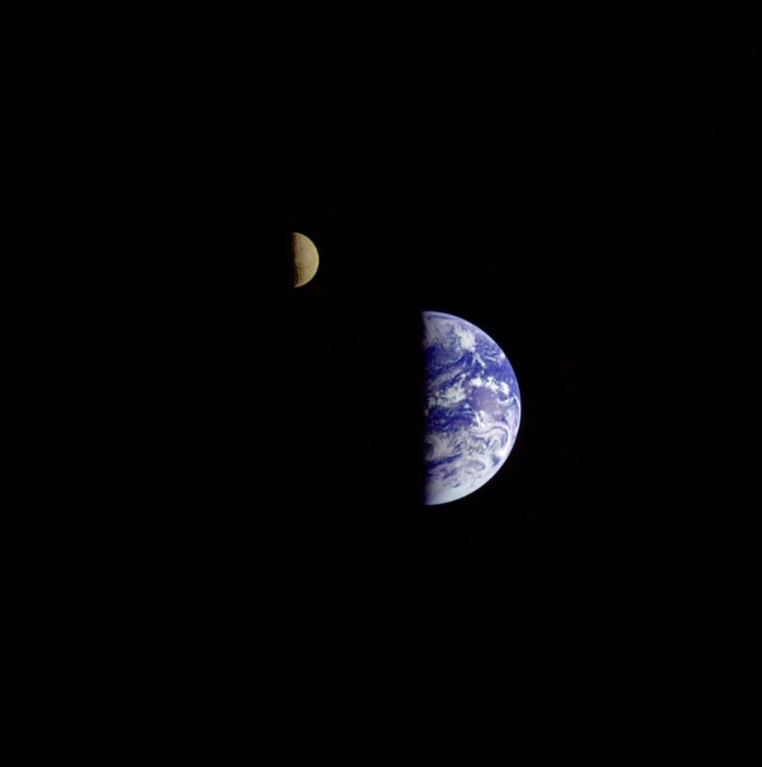 Our Planet & Moon, captured by Galileo Probe, 1989.