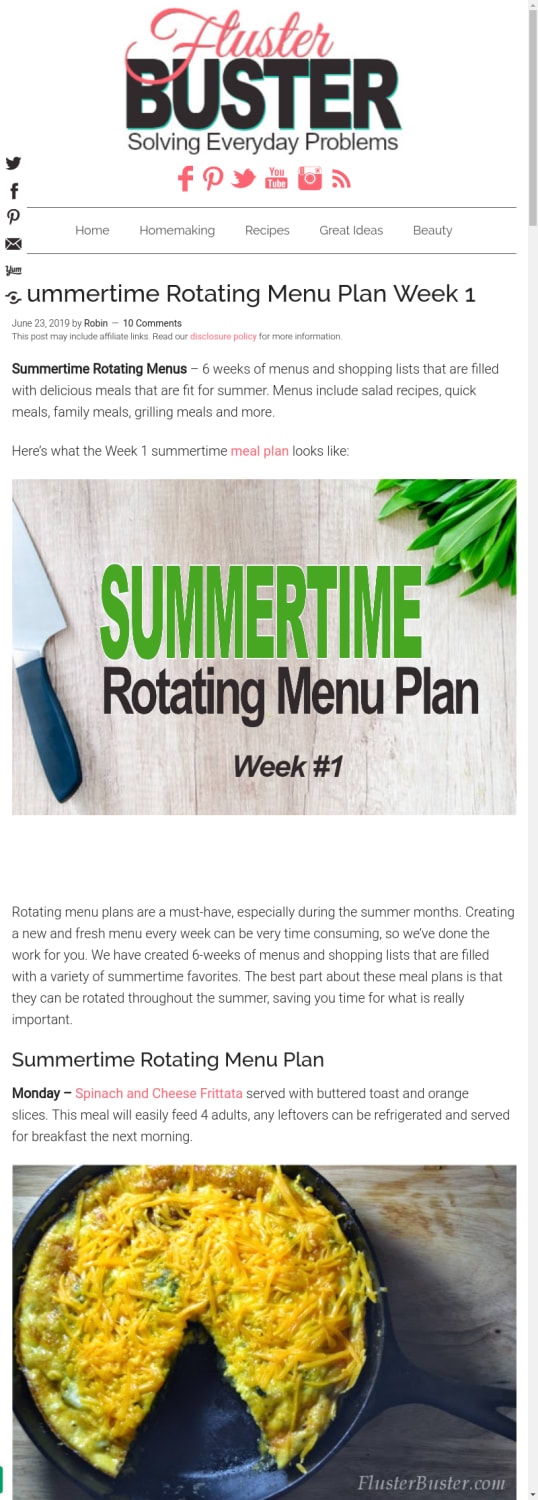Summertime Rotating Meal Plans Week 1