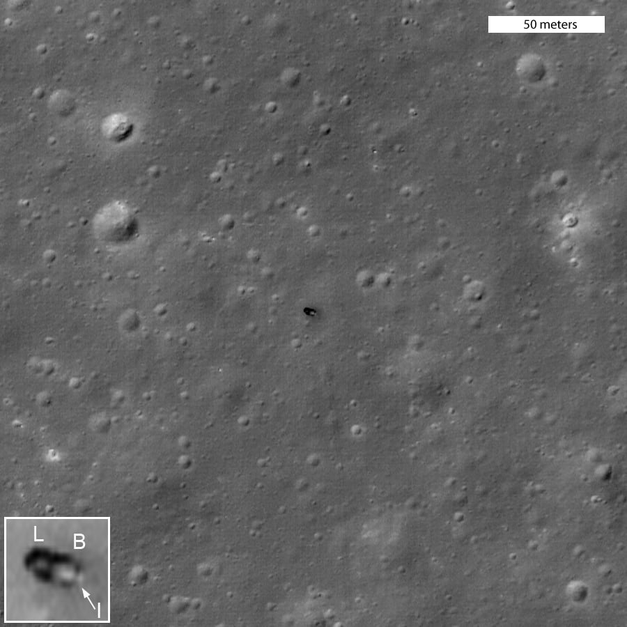 Today in 1973, the Soviet Union launched Luna 21 with their second successful lunar rover, Lunokhod 2. In this Lunar Reconnaissance Orbiter photo, the rover can be seen on the floor of the crater Le Monnier. More: