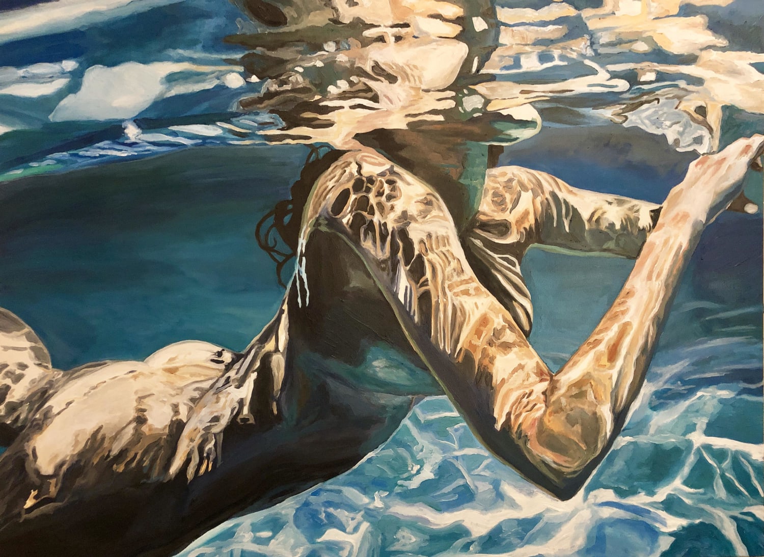 Float, me, oil on canvas, 2019