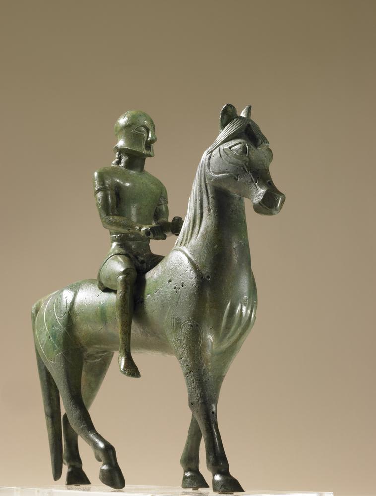The ''Armento Rider'', a greek bronze sculpture of a horseman wearing a corinthian helmet. 560-550 BC, now on display at the British Museum