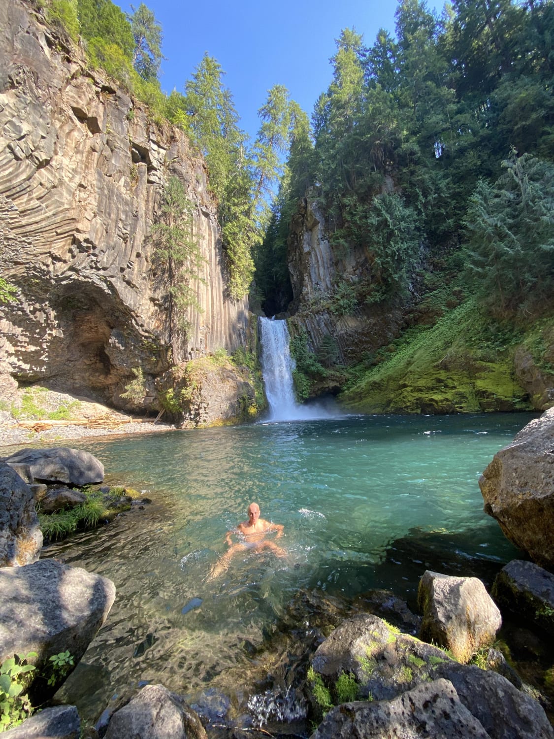 Had to rock climb off the beaten path a little in order to swim in Toketee Falls