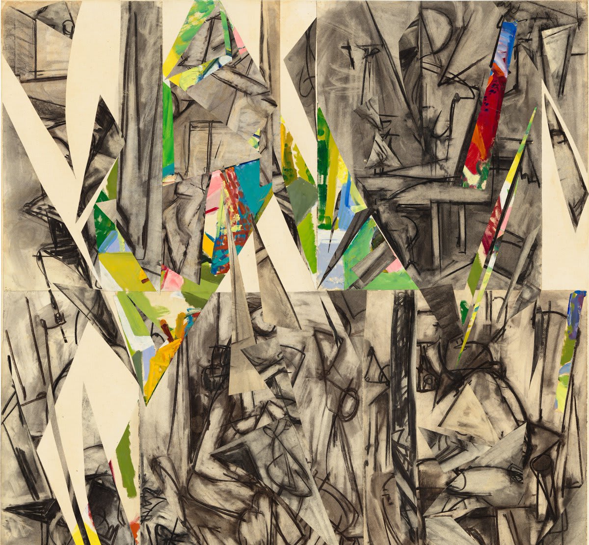 Abstract expressionist painter Lee Krasner consistently fought for recognition in a male-dominated art world. She wanted to be seen simply as an artist, not a female artist. In “Imperative” (1976), Krasner integrated old charcoal drawings of figures with shredded painted canvas✂️