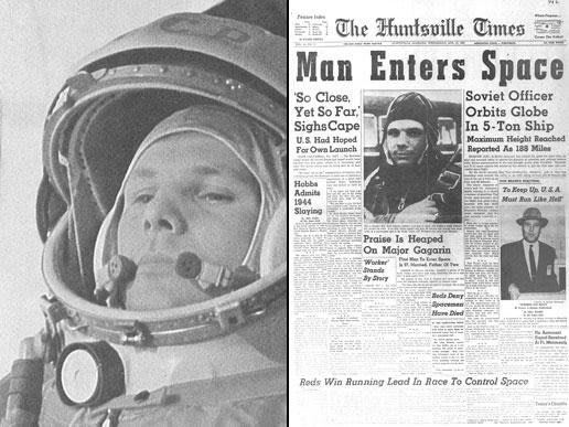The era of human spaceflight began today in 1961 when Yuri Gagarin became the first human in space. The 108-minute flight ended with a parachute jump from his Vostok 1 capsule during descent, as was done back then.
