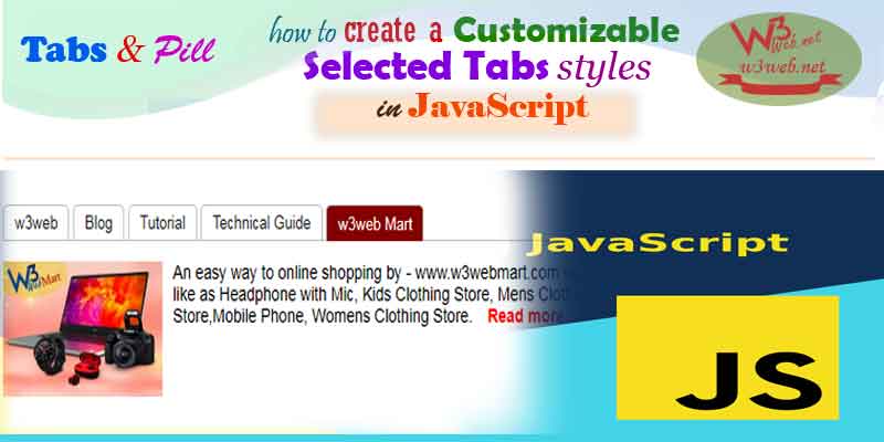 How to create a customize selected tab styles in JavaScript