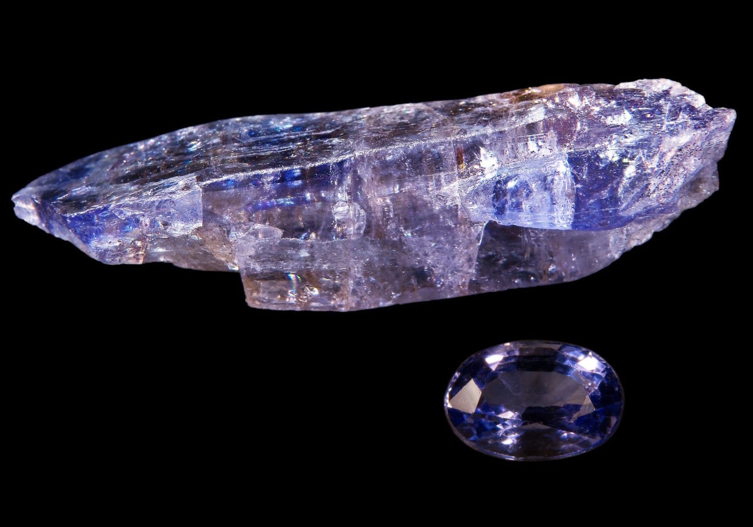 This is a tanzanite stone. These only appear in one place in the world, mount Kilimanjaro in Tanzania, Africa. They are 1000x rarer than daimonds.
