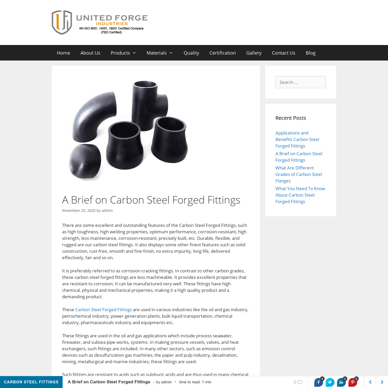 A Brief on Carbon Steel Forged Fittings -