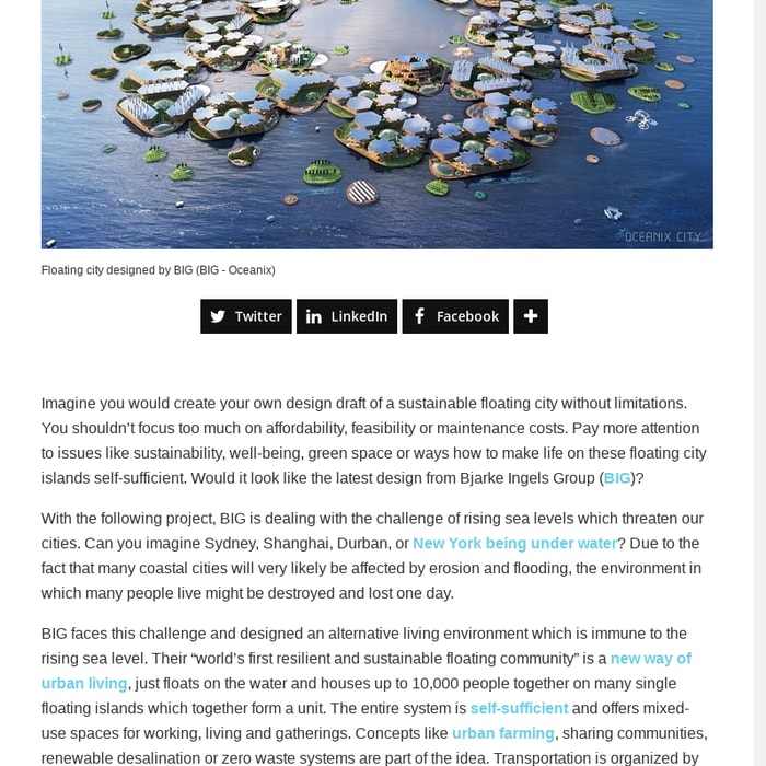 Self-Sufficient Floating City From BIG Pays Attention to Rising Sea Levels
