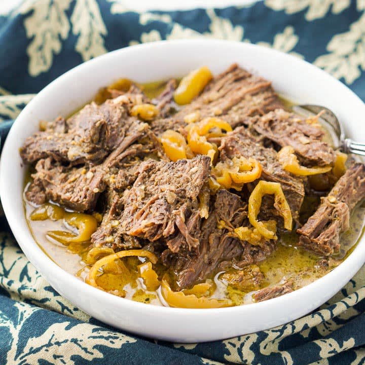 Keto Italian Beef Roast in the Slow Cooker - with jarred banana peppers!