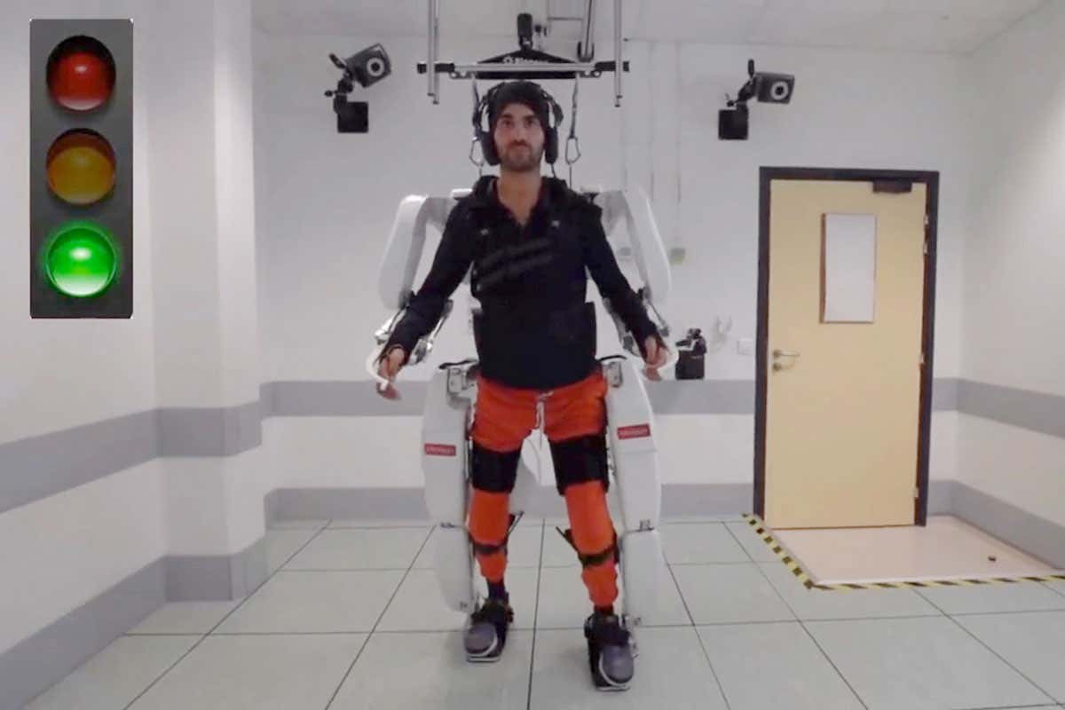A mind-controlled exoskeleton helped a man with paralysis walk again