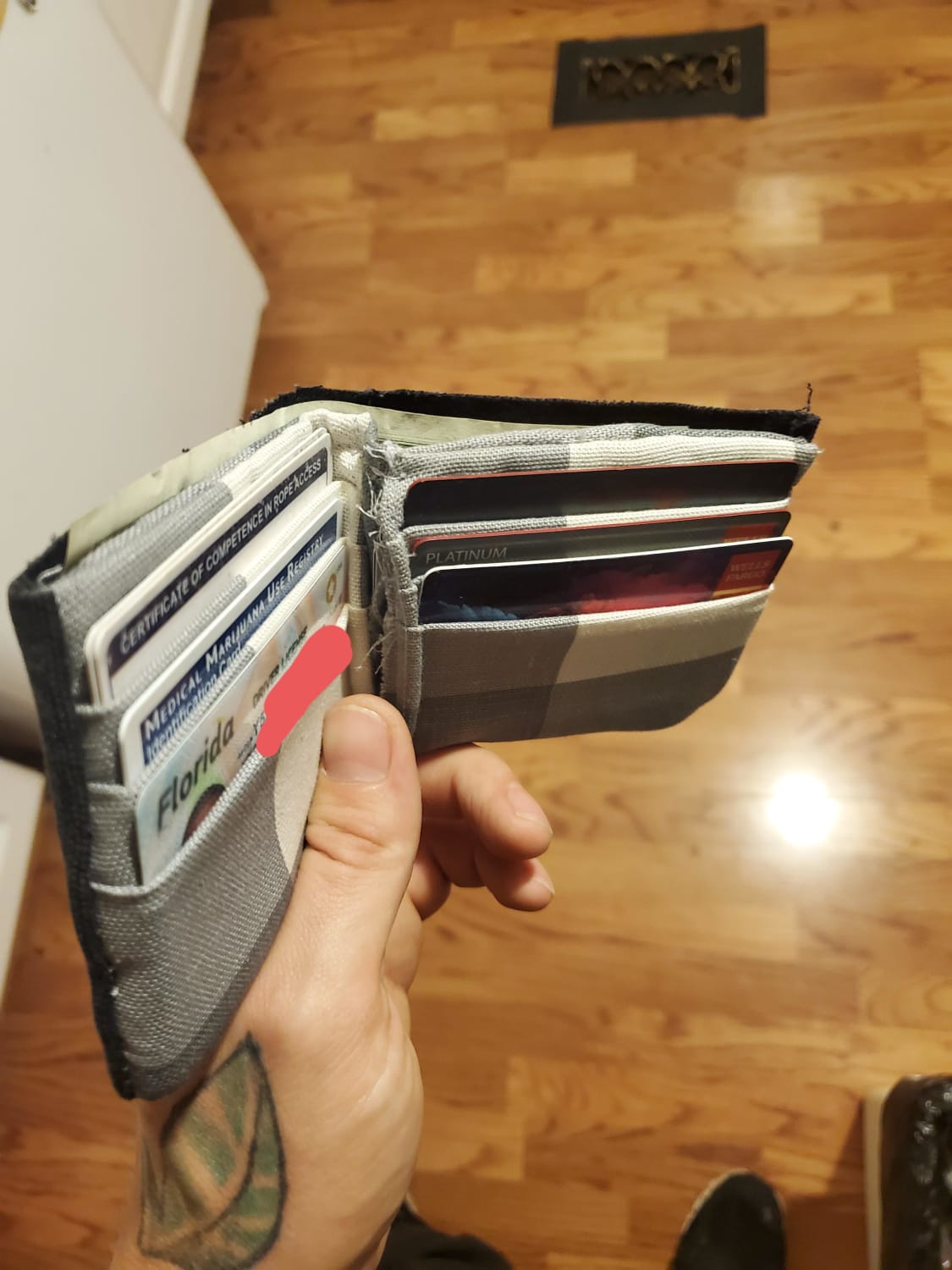Made a DIY wallet out of old clothes to replace my leather one