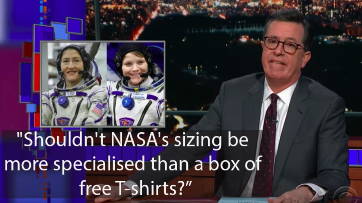 Stephen Colbert tears into NASA for its female spacesuit debacle
