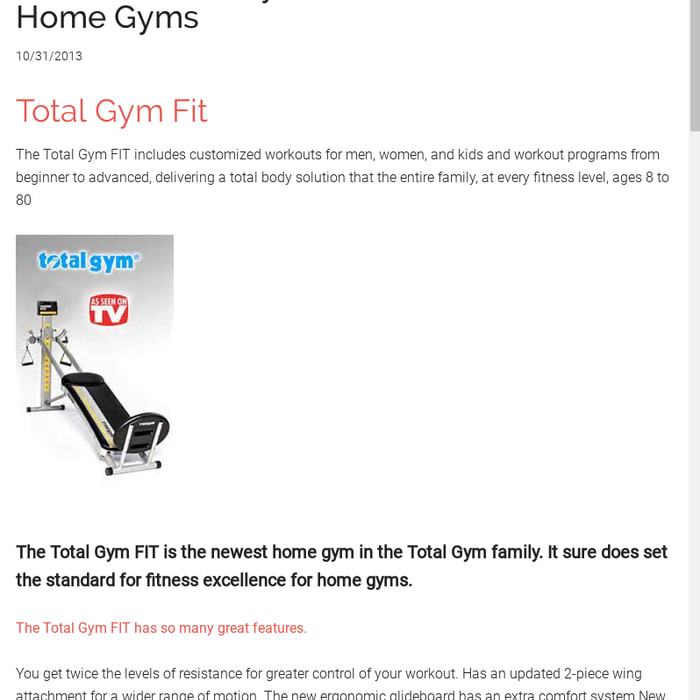 Total Gym Introduces New Home Exercise Equipment, the Total Gym FIT