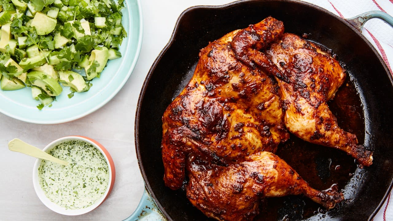 Peruvian-Style Roast Chicken with Tangy Green Sauce