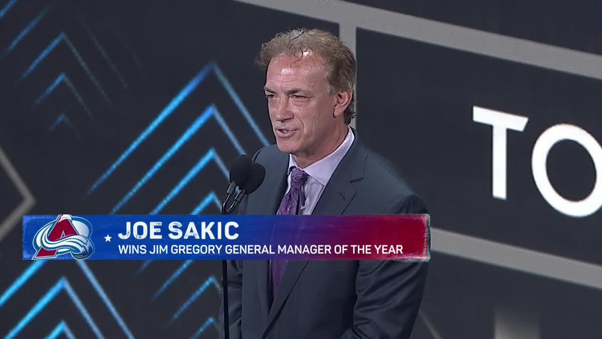 The Jim Gregory General Manager of the Year Award goes to Joe Sakic for leading the Colorado Avalanche to a Stanley Cup title this year 🏆