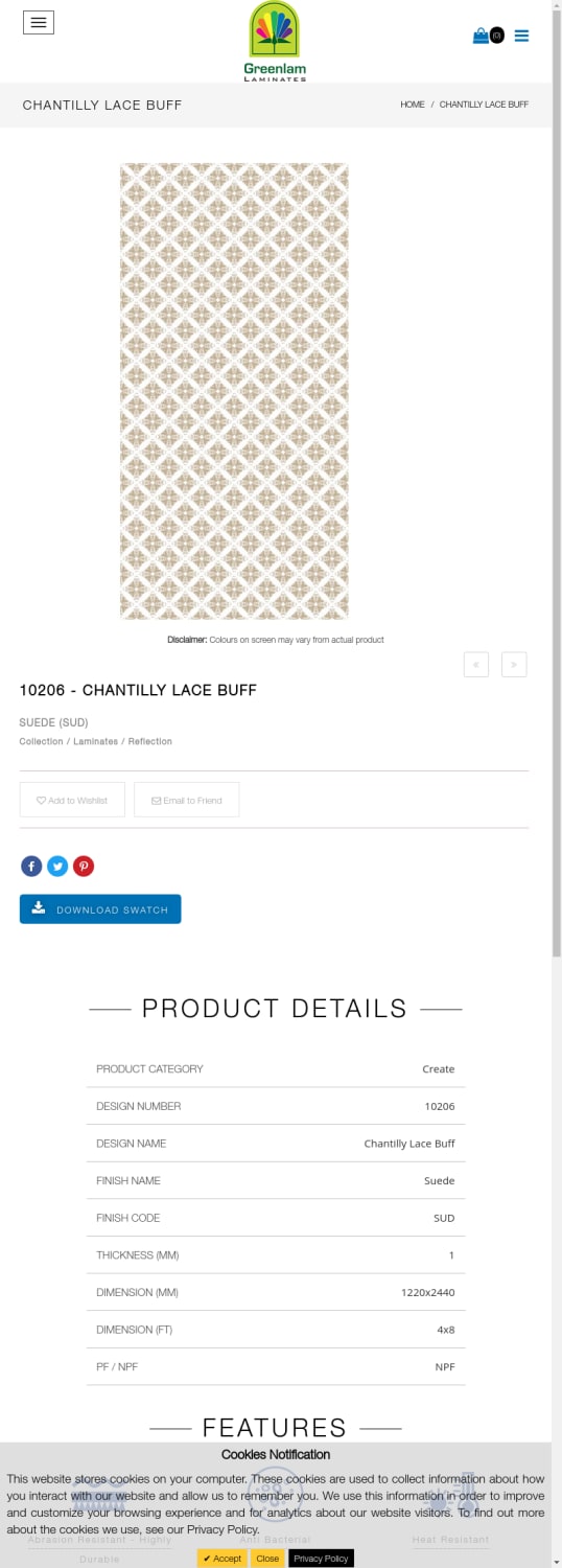 Chantilly Lace Buff Laminates in India