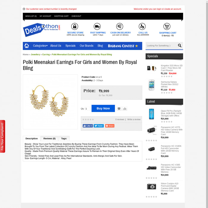 Polki Meenakari Earrings For Girls and Women By Royal Bling