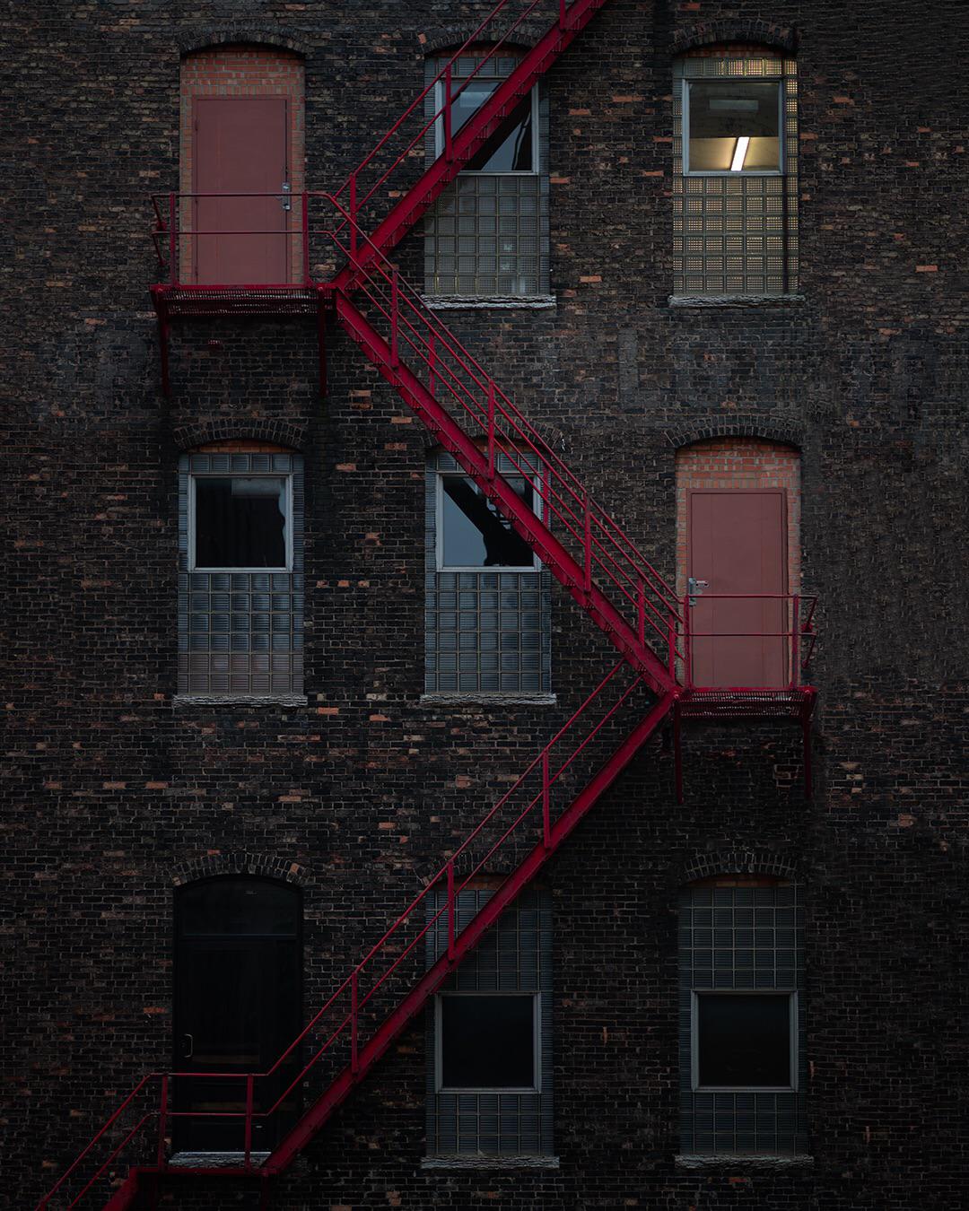 ITAP of a red staircase.