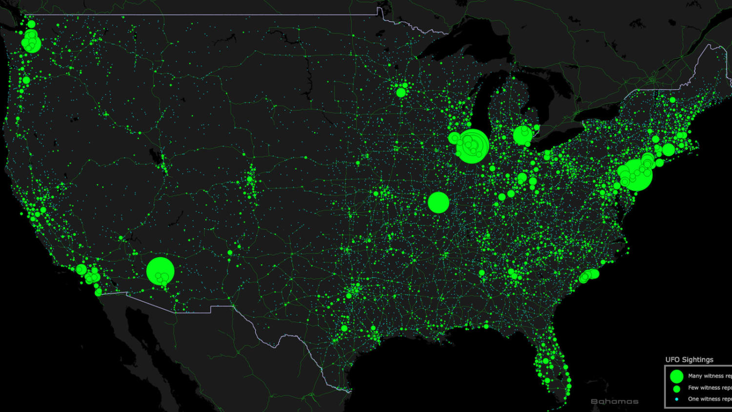 "That was no flare": 90,000 UFO sightings combined into one awesome map[2015]