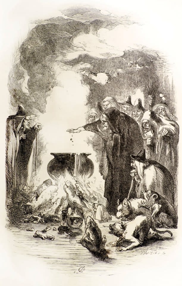 OTD in 1612, nearly a dozen people in the English borough of Pendle were hanged for witchcraft. This illustration from a 19th-century novel inspired by these events shows a witches' gathering that allegedly occurred at Pendle's Malkin Tower Farm.