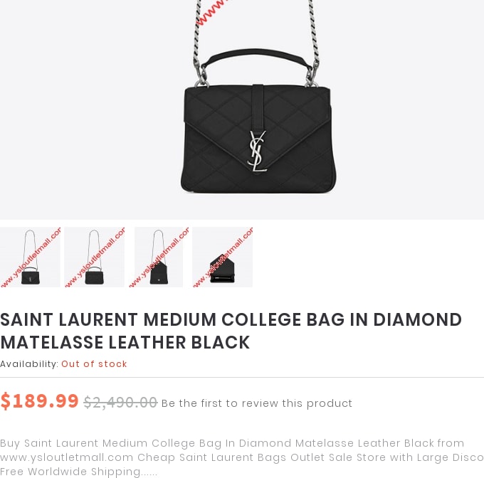 Saint Laurent Medium College Bag In Diamond Matelasse Leather Black