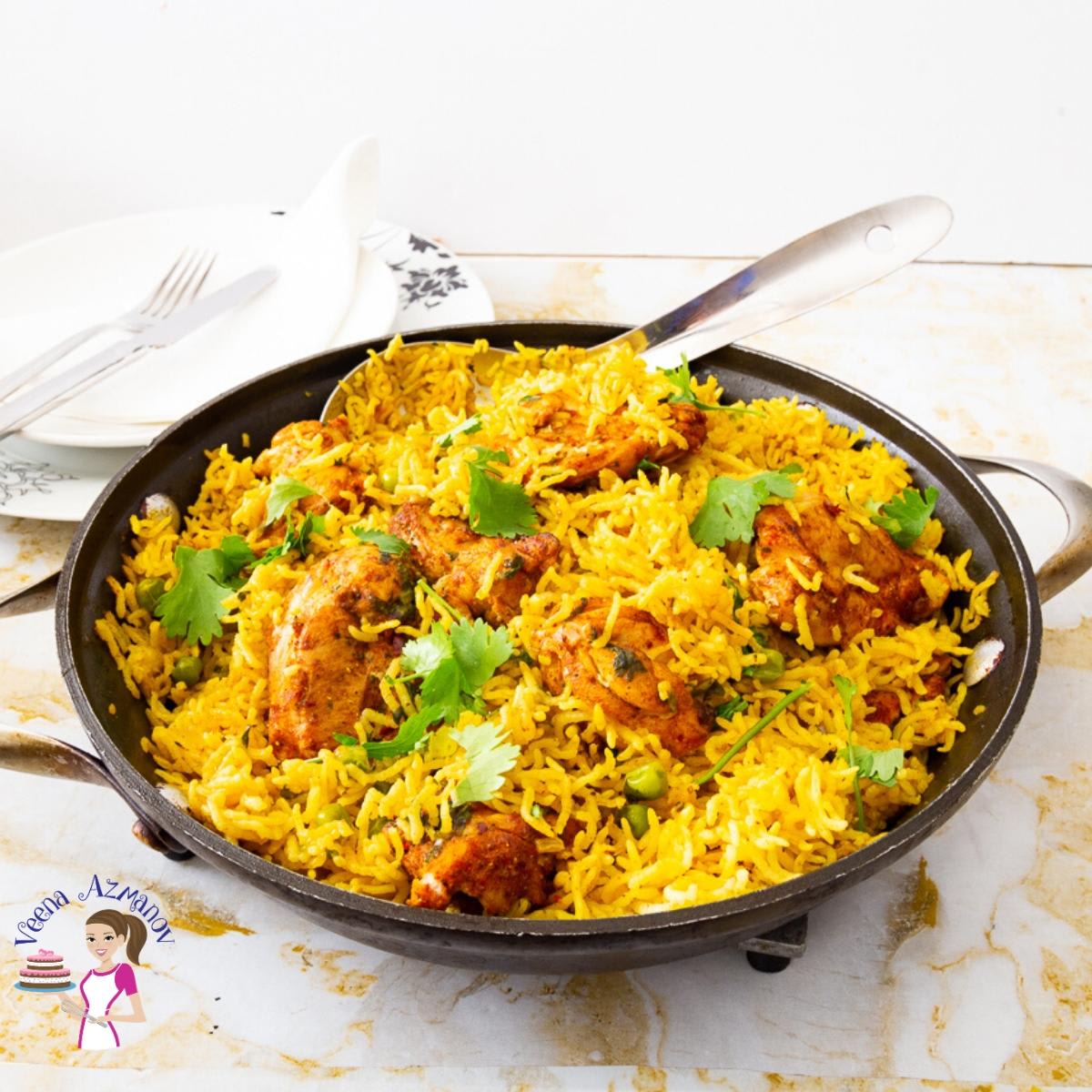 Turmeric Rice with Chicken and Peas in 20 minutes