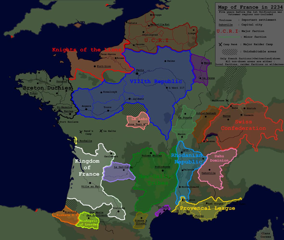 Fallout : France - A geopolitical map of the french wasteland circa 2234