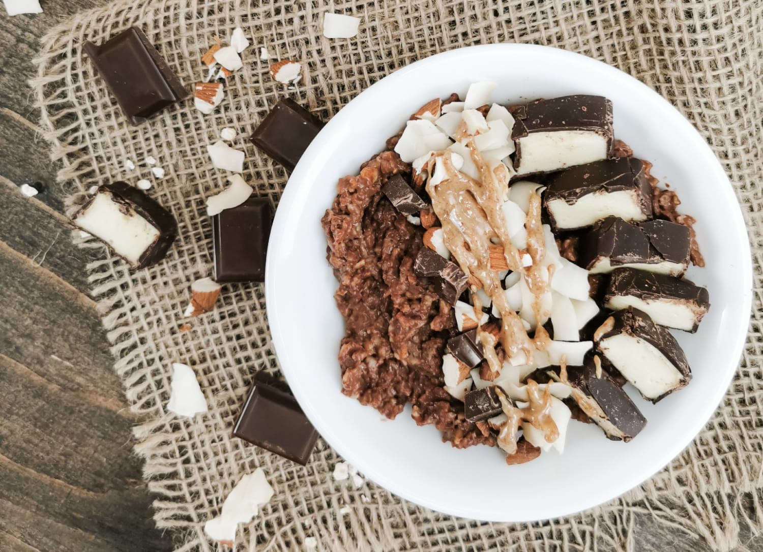 Protein-Packed Almond Joy Oatmeal