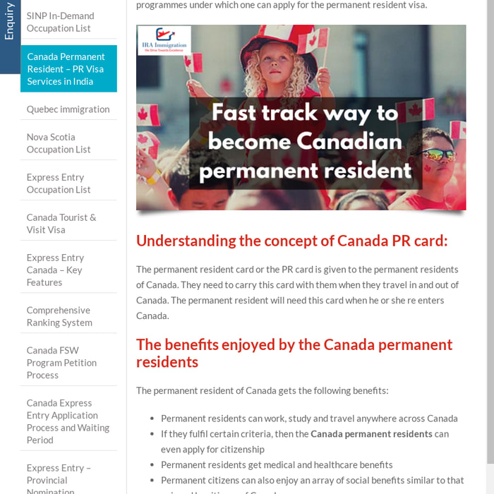 Canada Permanent Resident PR Visa Services in India