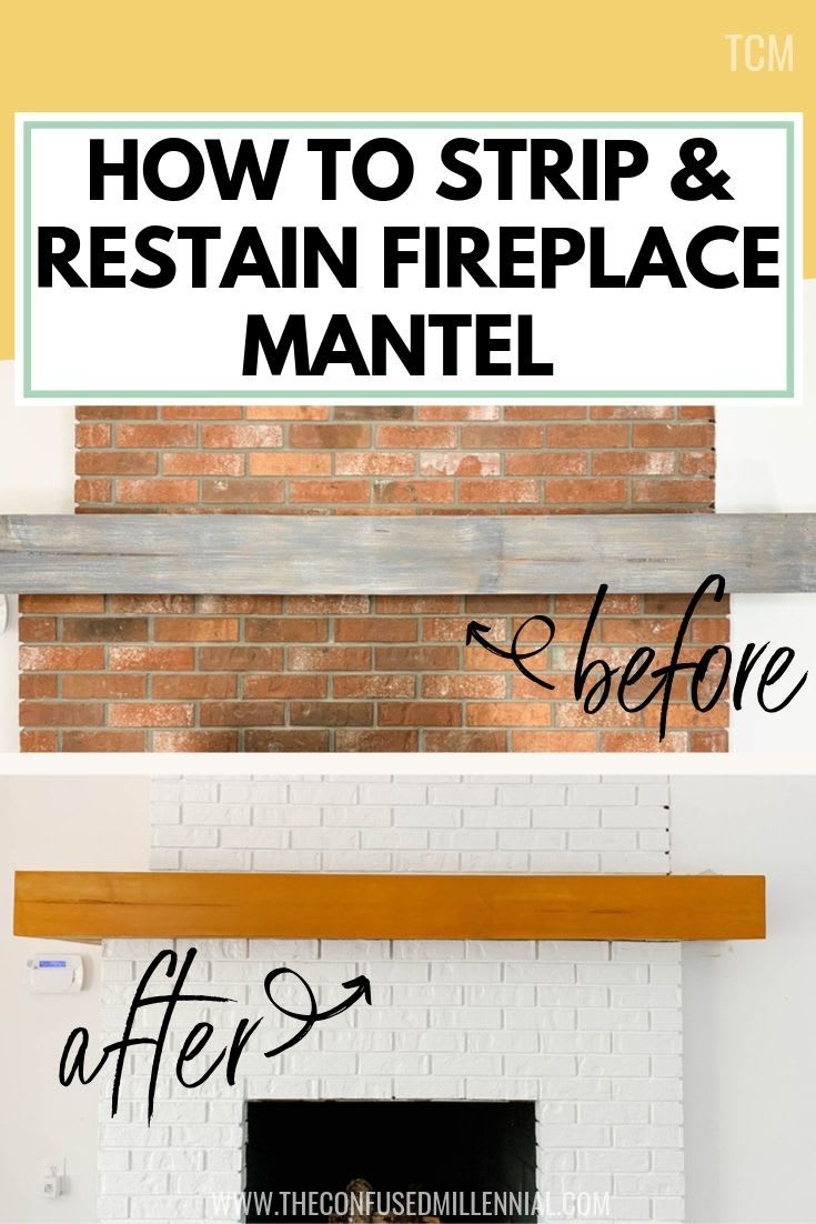 DIY Fireplace Makeover: How To Strip & Stain Fireplace Mantel Before & After - The Confused Millennial
