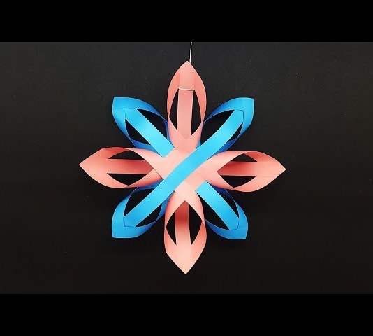 Hanging 3D Snowflake for Christmas Decoration - DIY Christmas Snowflake Making Tutorial