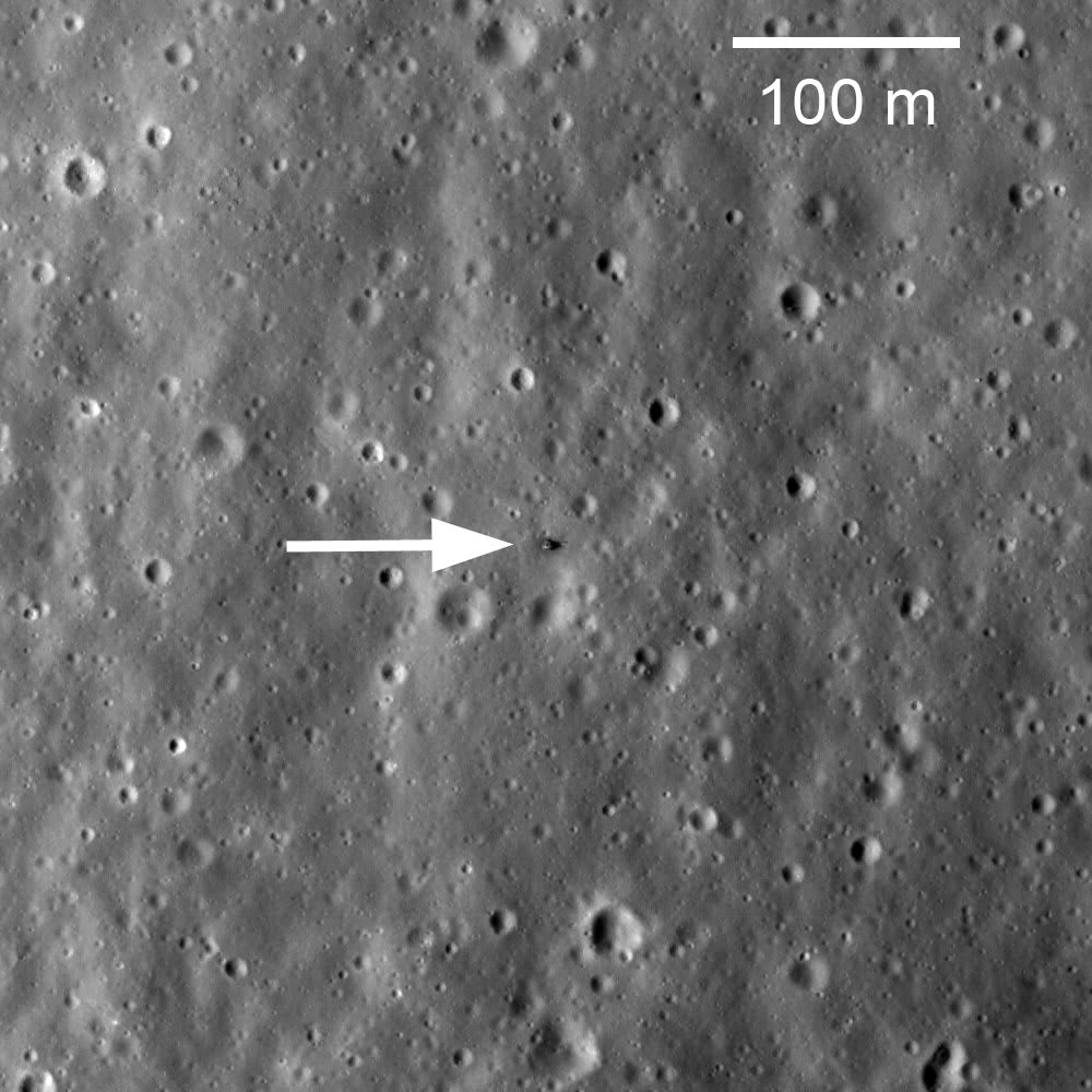 Today in 1972, the second successful Soviet Union lunar sample return mission, Luna 20, returned to Earth a core sample from the Moon's Sea of Fertility. This photo, taken by the Lunar Reconnaissance Orbiter in 2010, shows the Luna 20 lander on the Moon.