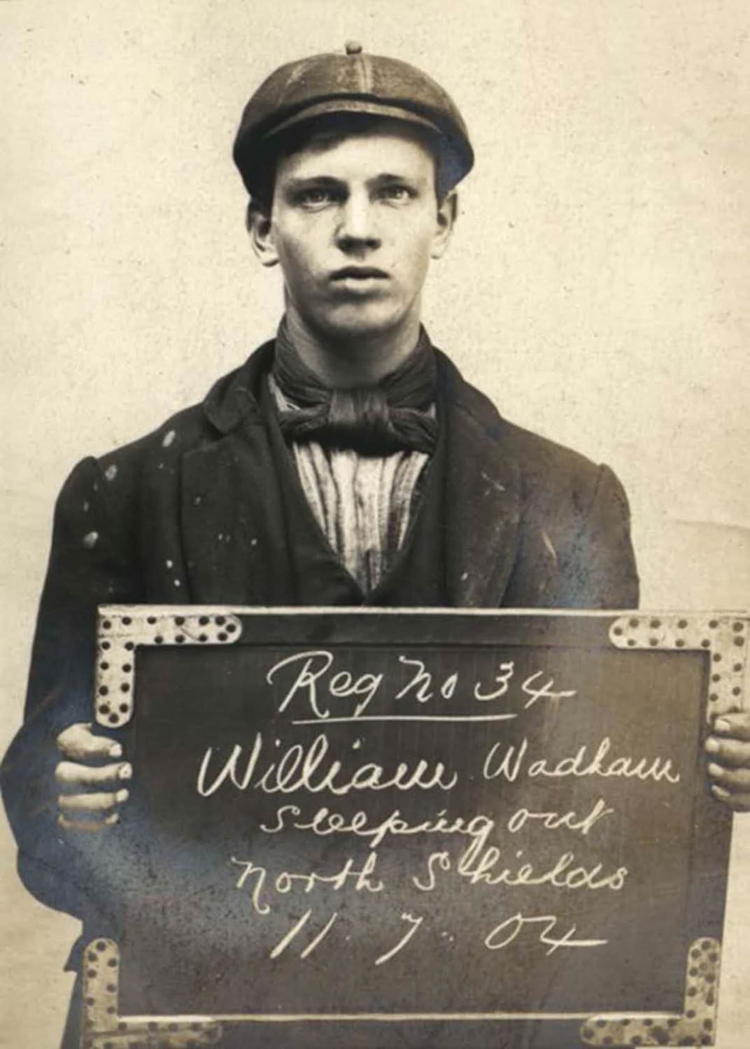 William Wadham arrested for "Sleeping Out", North Shields Police Station, England [July 11, 1904]