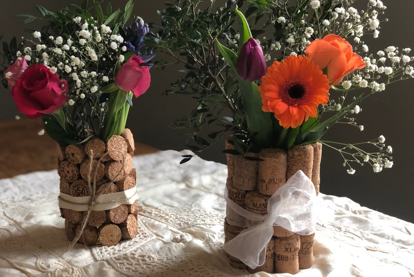 DIY Wedding Centrepieces made from Upcycled Corks
