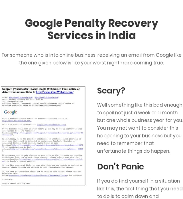 Google Penalty Recovery Services in India