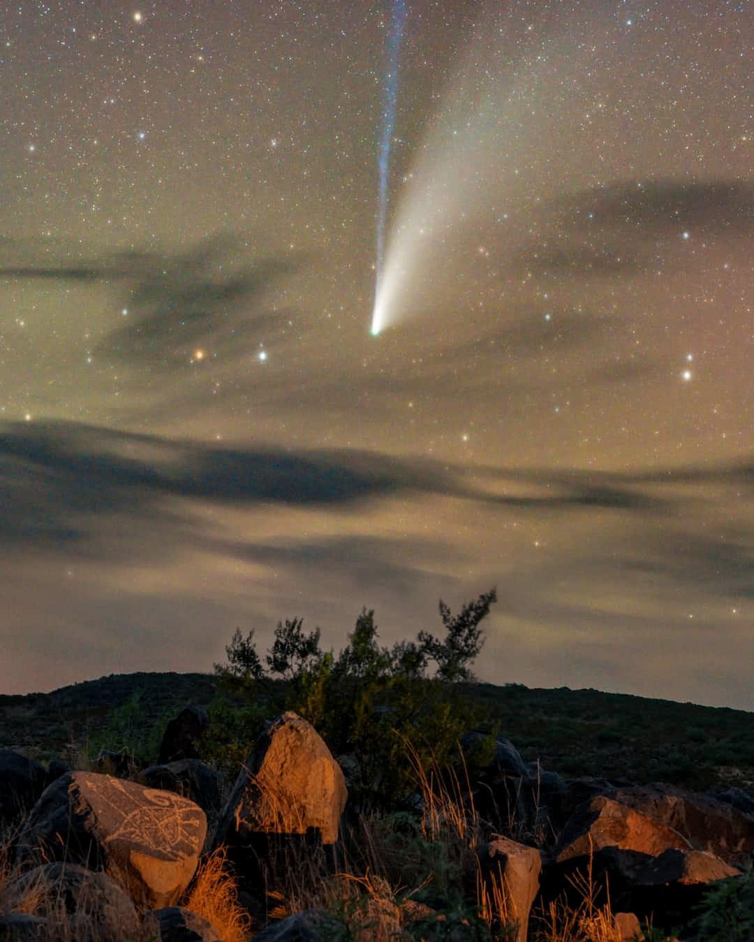 Comet NEOWISE over Three Rivers Petroglyphs, NM