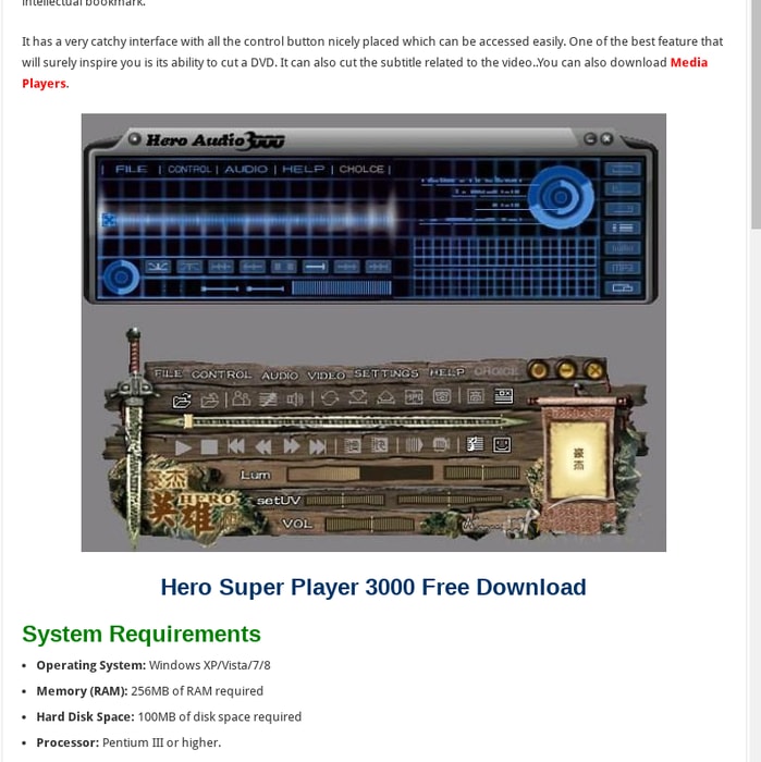 Hero Super Player 3000 Free Download Full Version - AaoBaba - Download Anything For Free
