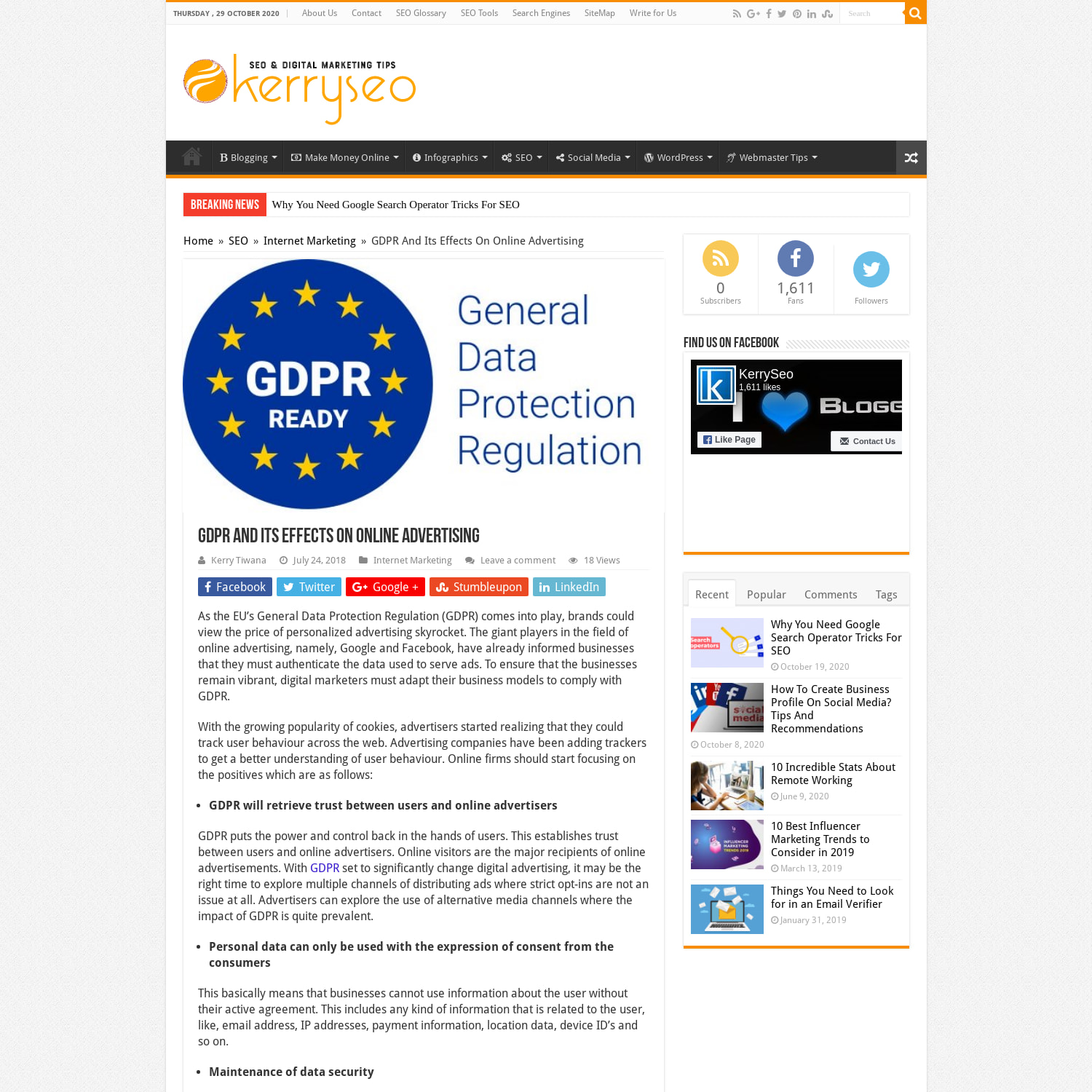GDPR And Its Effects On Online Advertising -