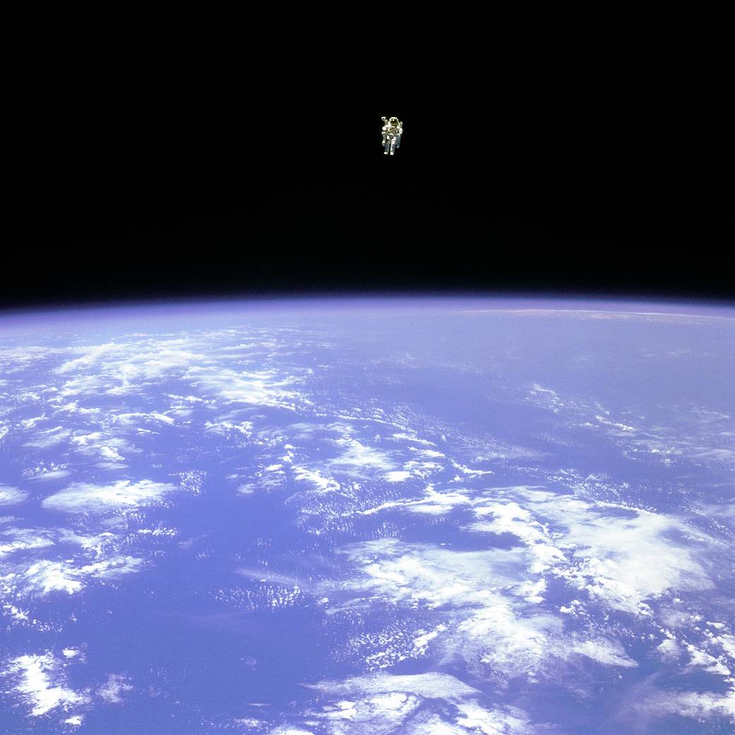 In 1984, Bruce McCandless hovered 320 ft away from the Challenger and made it back safely using a nitrogen jetpack called Manned Maneuver Unit.