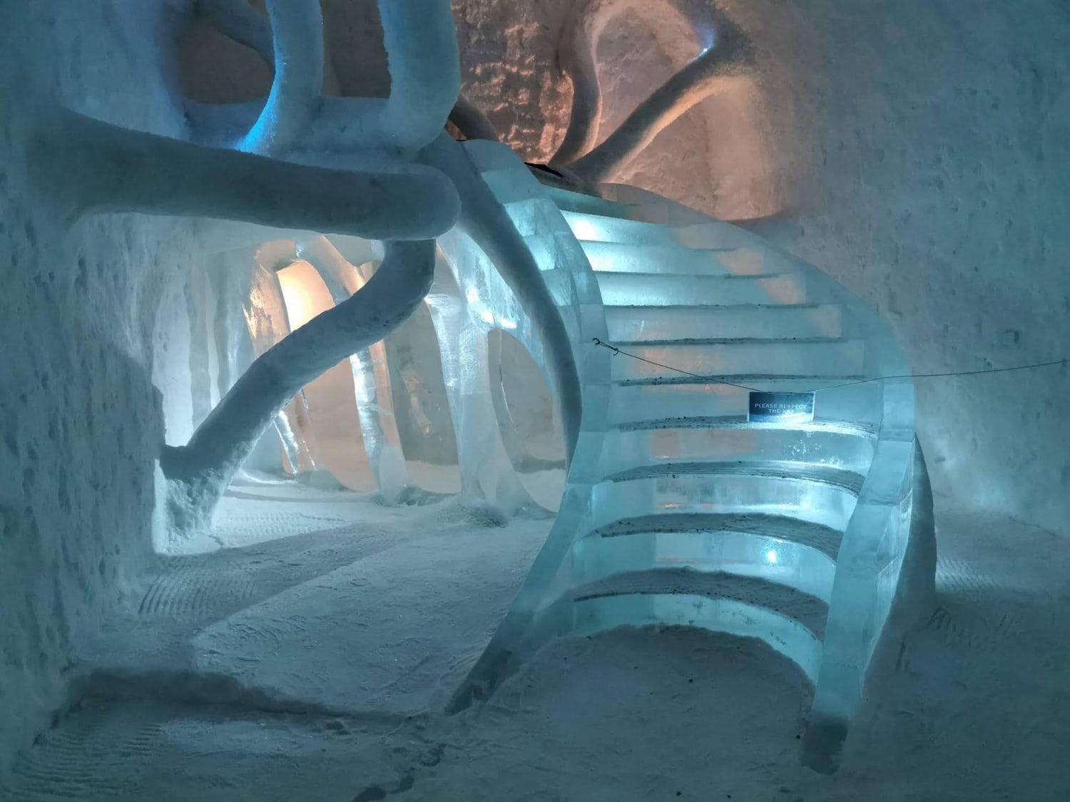 Ice staircase at the Ice Hotel in Sweden