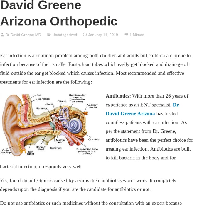 Ear Infection Treatments by Dr. David Greene Arizona Orthopedic
